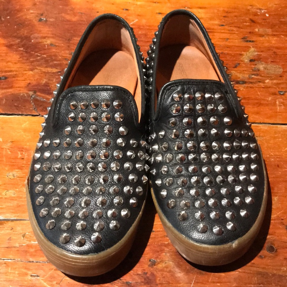 Rebecca Minkoff Leather silver studded loafers